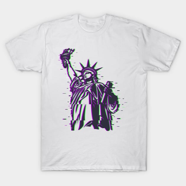 Statue of Liberty Glitch Artwork T-Shirt by Utopia Shop